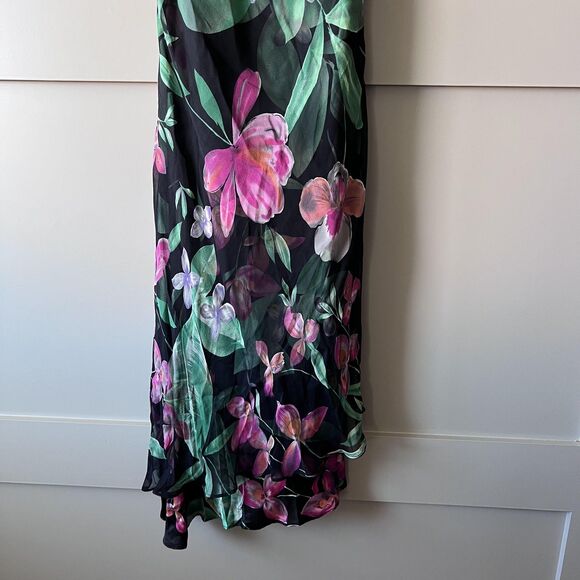 Donna Ricco Black and Pink Floral Asymmetrical Dress - Picture 4 of 10
